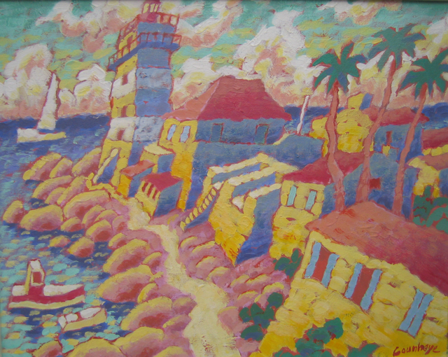 le sentier du phare- acrylique sur toile -40x50cm