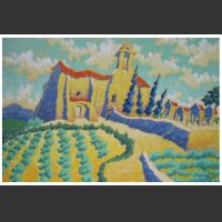 Chapelle de Montalba-acrylique sur carton 3mm-40,5x60cm