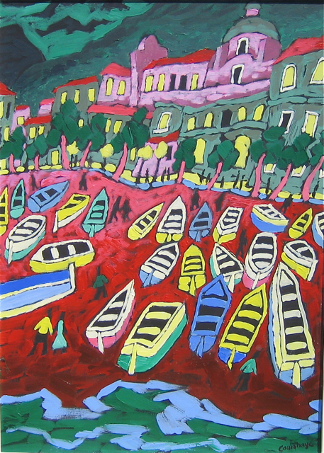 plage de Positano-acrylique sur toile-50x70